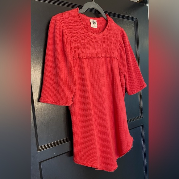 We The Free Red Ribbed Short-Sleeve Knit Top - Picture 3 of 11